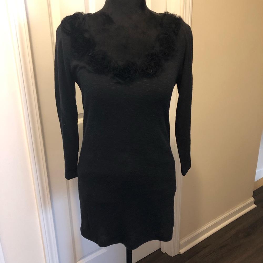 Misses Flower appliqué scoop neck sweater